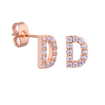 Letter ear studs with zirconia