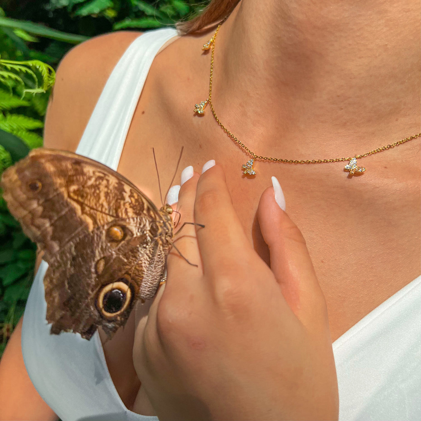 Necklace butterfly with zirconia