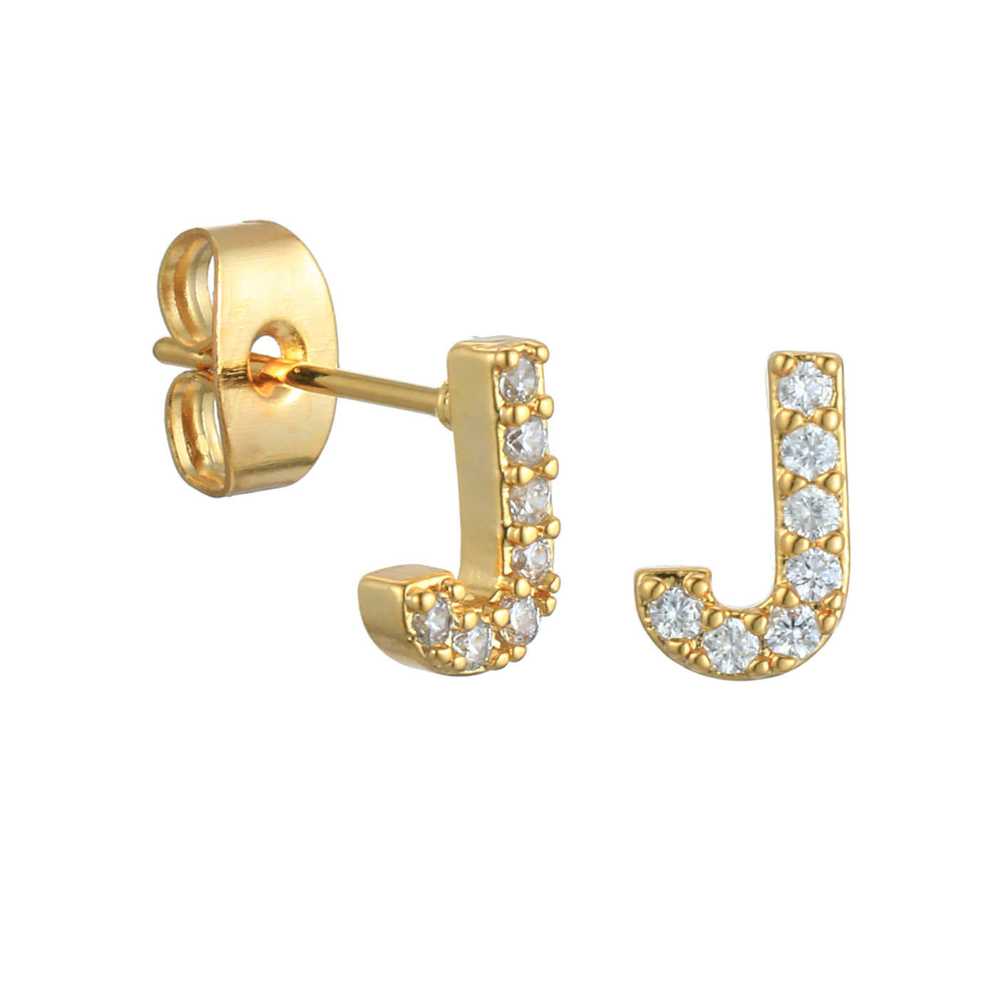 Letter ear studs with zirconia